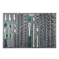 Набір інструменту комбінований 3/8", 1/2" 104ед. (в ложементі, тип D) TOPTUL GEDA429