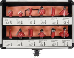 Фрези по дереву YATO : зі шпинделем Ø8 мм, 12 шт [20]