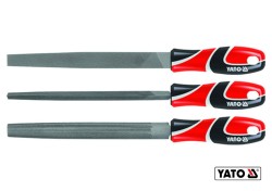Напильники по металу YATO : квадратний, напівкруглий, трикутний, L= 250 мм, #2, набір, 3 шт [10/20]