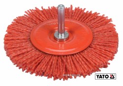 Щітка зачисна з нейлоновим ворсом, дискова до дрилі YATO: Ø=100 мм, зі шпинделем Ø=6 мм [10/60]