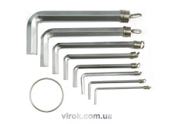 Ключі 6-гранні L-подібні VOREL : на кільці, М1,5-10 мм, Cr-V. Набір 10 Шт. [20/100]