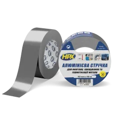 HPX AL 120°С 30мкм - 50мм x 50м - високотемпературна алюмінієва клейка стрічка (алюмінієвий скотч)
