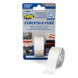 HPX Stretch&Fuse - 25мм х 3м, прозора силіконова вулканізуюча стрічка для ізоляції та герметизації
