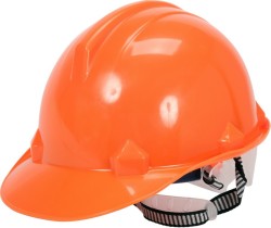Каска для захисту голови VOREL оранжева з матеріалу HDPE [30/120]
