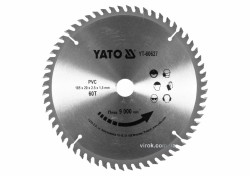 Диск пиляльний по ПВХ YATO: Ø=185х2.5x20 мм, 60 зубців, R.P.M до 9000 1/хв [25/50]