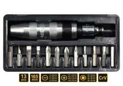 Викрутка ударна VOREL : 12 насадок [кейс]. кпл. 14 од. [20/600]