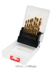 Свердла по металу титанові YATO : HSS-TiN Ø= 1-10 мм. (Набір/19 Шт.) [6/30]