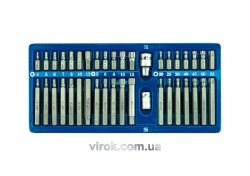 Насадки викруткові (біта) VOREL Cr-V, на тріщатку спеціальні, в метал. боксі. Набір 40 шт. [10]