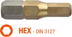 Насадка викруткова USH ISOTIN : HEX 4 x 25 мм. шестигранна, титанове покриття. Уп. 10 шт.