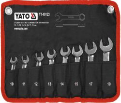 Ключі комбіновані короткі YATO з "тріскачкою"  Cr-V,  М10, 11, 12, 13, 14, 15, 17, 19 мм, 8 шт. [20]