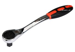 Тріщатка з шестигранником, вигнута YATO: HEX12, HRC 42-48, 72T, Cr-V, з прогумованою ручкою (DW)