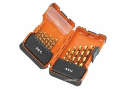 Набір свердл по металу AEG Power: Ø= 2-10 мм, HSS-G TIN DIN338, 19 шт, в футлярі