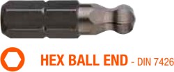 Насадка викруткова USH Industry : HEX SW3K x 25 мм BallEnd заокруглена, Уп. 5 шт.