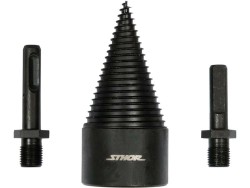 Свердло конічне для розколювання дерева VOREL, Ø= 45 мм h=95 мм з 2 шпинделями (SDS+ і 3-кутний) [4]