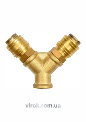 Швидкознімне латунне з'єднання пневматичне YATO, 2-сторон. розгалуження Ø= 1/4