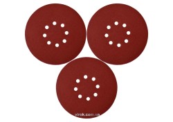 Круг шліфувальний з наждачн. паперу з липучкою YATO: Ø= 180 мм, Р240, до YT-82341, 3 шт [50/200]