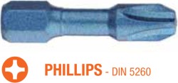 Насадка викруткова ударна USH Blue Shock : Phillips PH3 x 30 мм Torsion, Уп. 5 шт.