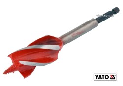 Свердло по дереву YATO : Ø= 30 мм, L= 165 мм, HRC 40-45 з 4 пругами, HEX- 1/4
