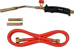 Пальник газовий YATO : l= 360 мм. до 4 кВт. 3 сопла і шланг- 1,5 м. (пропан, бутан) [20]