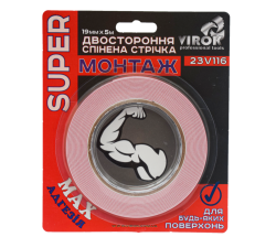 Стрічка 2-стороння спінена VIROK Moment Fix: 19 мм х 5 м [10]