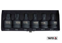 Набір насадок викруткових ударних YATO: TORX/SPLINE T70-100, M16-M18. квадрат 3/4