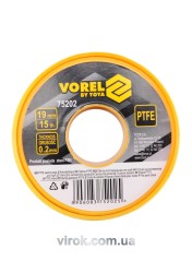 Фум - стрічка VOREL тефлонова ущільнююча, l= 15 м, b= 19 мм, h= 0,2мм [200]