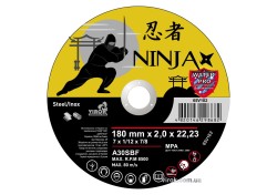 Диск відрізний по металу/нержав. сталі NINJA : Ø= 180 х 22.23 мм, t= 2,0 мм (25шт/уп)