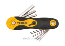 Ключ 6-гранний L-подібнний VOREL : розкладний, М1.5-8 мм. Cr-V. 8 елем. [25/100]