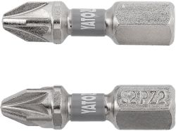 Насадка викруткова YATO PZ2 х 25мм. HEX 1/4", покрита нікелем, 2шт.[10]