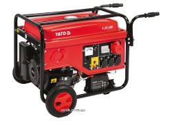 Генератор струму бензиновий YATO: W= 4.25/5.5 кВт, U= 230/380В, 1-3фази, бак- 25л (1.1л олива) AVR