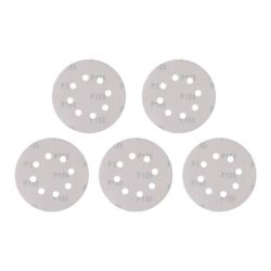 Круг наждаковий самоклейний 125 мм з отворами , папір класу С, густина - 140 г/м², К180, уп. 5 од. INTERTOOL BT-0589