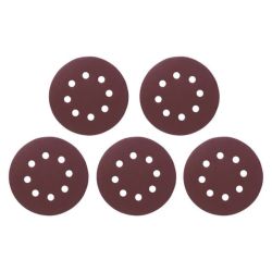 Круг наждаковий самоклейний 125 мм з отворами , папір класу С, густина - 140 г/м², К240, уп. 5 од. INTERTOOL BT-0591