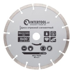 Диск відрізний сегментний алмазний, 180мм, 16-18% INTERTOOL CT-1004
