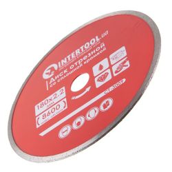 Диск відрізний алмазний по плитці, з суцільною крайкою, 180мм, 22-24% INTERTOOL CT-3009