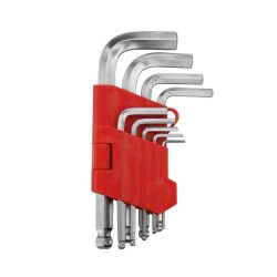 Набір ключів Г-подібних шестигранних з шаровим наконечником 9 од., 1.5-10 мм, Cr-V, Small INTERTOOL HT-0605