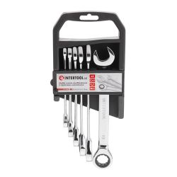 Набір ключів комбінованих з храповим механізмом 6 од., 8-19 мм, Cr-V; PROF DIN3113 INTERTOOL XT-1302