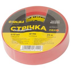 Стрічка ізоляційна ПВХ червона 0.13мм×19мм×20м SIGMA (8413111)