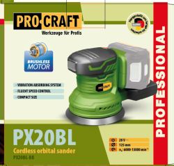 Акумуляторна ексцентрикова шліфмашина Procraft PX20BL (без акб та зп)