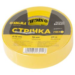 Стрічка ізоляційна ПВХ жовта 0.13мм×19мм×20м SIGMA (8413211)